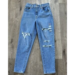 Levi's Silver Tab Jeans 28x27‎ High Waist Mom Jean Distressed Tapered NEW